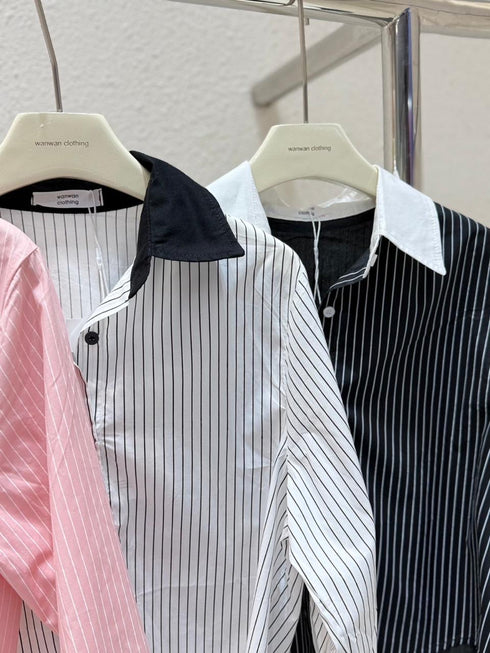 Women Casual stripes Crop Shirts
